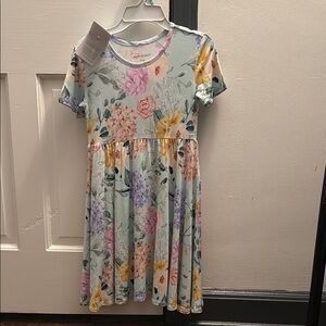 Posh Peanut Green Short Sleeve Crew Neck Sundress